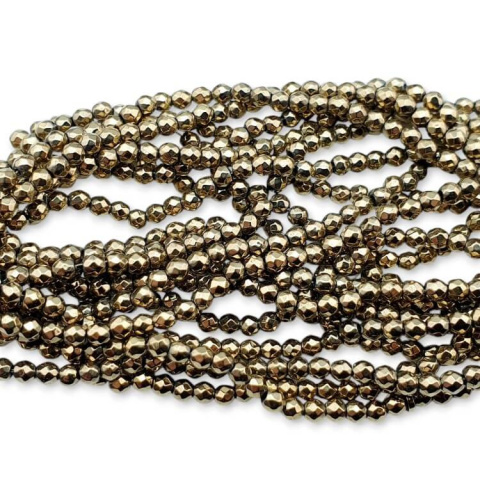 Hematite colour pyrite faceted ball 3 mm strand Hematite colour pyrite faceted ball 3 mm strand