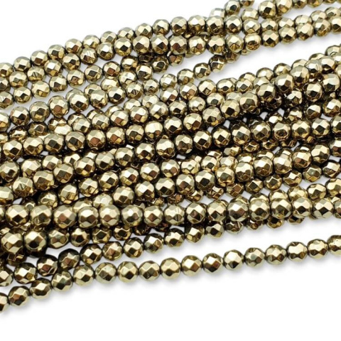 Hematite colour pyrite faceted ball 6 mm strand Hematite colour pyrite faceted ball 6 mm strand