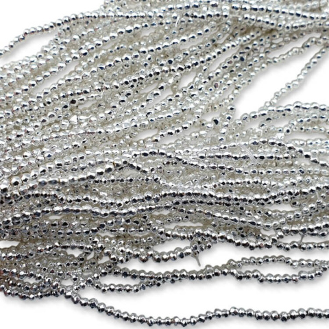 Hematite platinum ball faceted 2 mm cord Hematite platinum ball faceted 2 mm cord