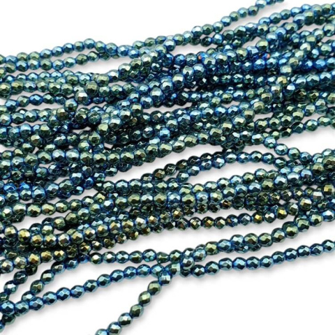 Green hematite faceted ball 3 mm strand Green hematite faceted ball 3 mm strand