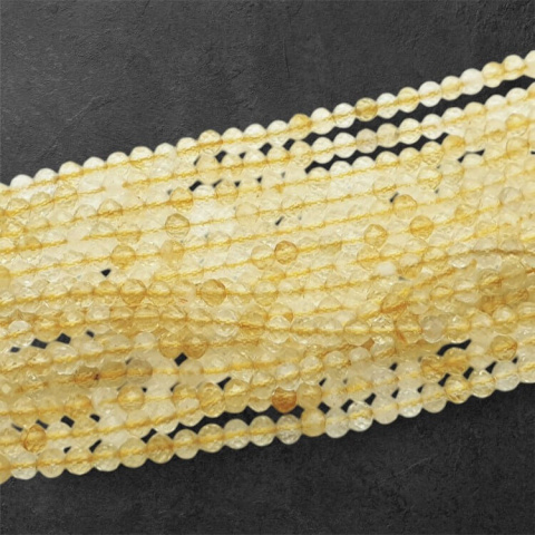 Cytryn kula fasetowana 3 mm sznur Cytryn kula fasetowana 3 mm sznur