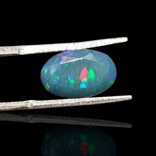 Black Ethiopian opal faceted 12x8 mm no 626