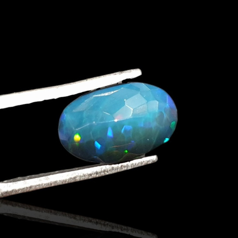 Black Ethiopian opal faceted 12x8 mm no 626 Black Ethiopian opal faceted 12x8 mm no 626