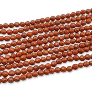 Jasper red ball faceted 4 mm string