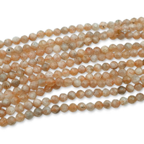 Sunstone faceted ball 4 mm string Sunstone faceted ball 4 mm string
