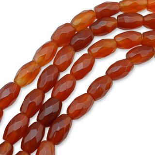 Carnelian oval faceted bead 9x6 mm 4 pcs.