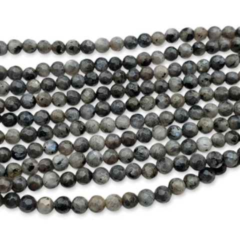 Larvikite faceted ball 4 mm strand Larvikite faceted ball 4 mm strand