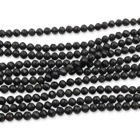 Obsydian kula fasetowana 4 mm sznur Obsydian kula fasetowana 4 mm sznur