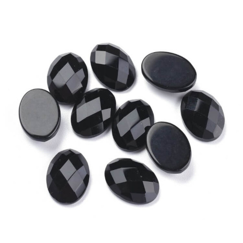 Black onyx agate faceted cabochon 18x13 mm 1 pcs Black onyx agate faceted cabochon 18x13 mm 1 pcs