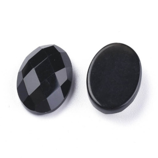 Onyks czarny agat kaboszon fasetowany 18x13 mm 1 szt