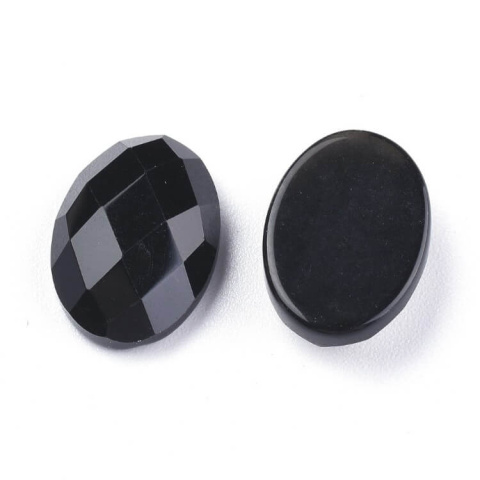 Black onyx agate faceted cabochon 18x13 mm 1 pcs Black onyx agate faceted cabochon 18x13 mm 1 pcs