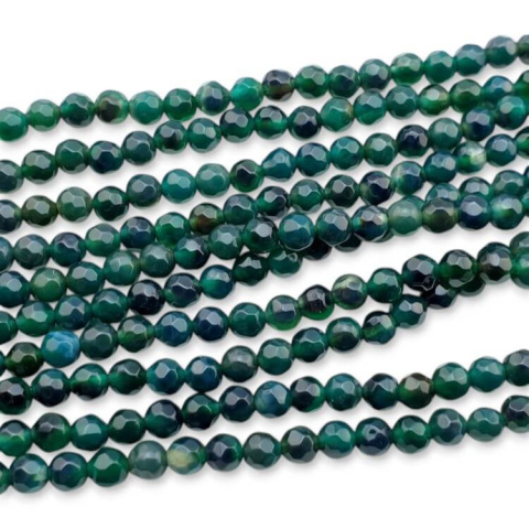 Onyks zielony kula fasetowana 4 mm sznur Onyks zielony kula fasetowana 4 mm sznur