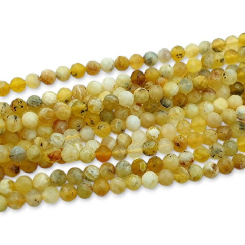 Opal żółty kula fasetowana 4 mm sznur Opal żółty kula fasetowana 4 mm sznur