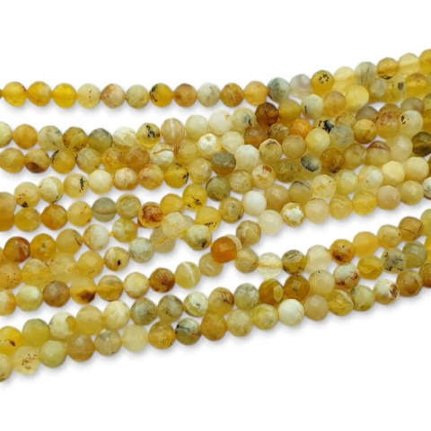 Opal żółty kula fasetowana 4 mm sznur Opal żółty kula fasetowana 4 mm sznur