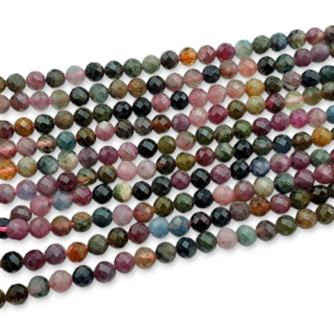 Tourmaline faceted ball 4 mm strand Tourmaline faceted ball 4 mm strand