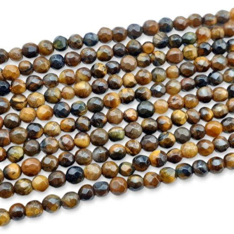 Tiger's eye faceted ball 4 mm strand 35 cm Tiger's eye faceted ball 4 mm strand 35 cm