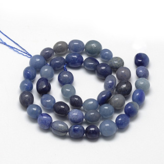 Aventurine blue smooth nugget 8-15 mm cord 19 cm