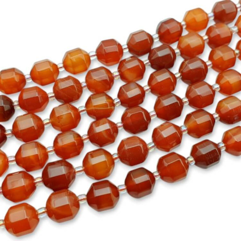 Agate carnelian barrel faceted 10x9 mm 4 pcs. Agate carnelian barrel faceted 10x9 mm 4 pcs.