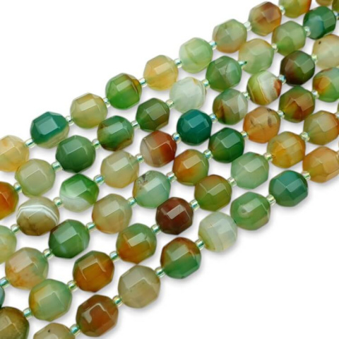 Agate peacock barrel faceted 10x9 mm 4 pcs. Agate peacock barrel faceted 10x9 mm 4 pcs.