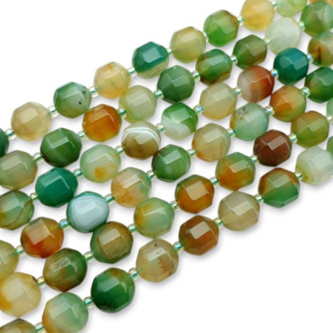 Agate peacock barrel faceted 10x9 mm 4 pcs. Agate peacock barrel faceted 10x9 mm 4 pcs.