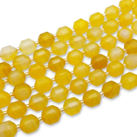 Agate goldenrod barrel faceted 10x9 mm 4 pcs. Agate goldenrod barrel faceted 10x9 mm 4 pcs.