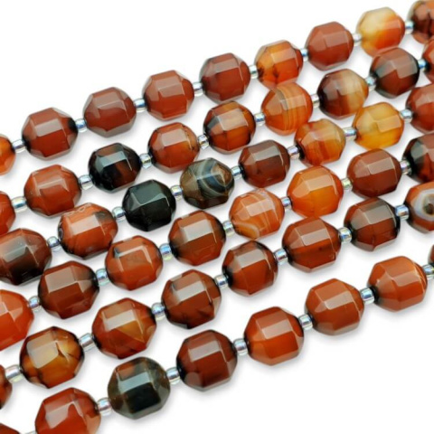 Agate coconut brown barrel faceted 10x9 mm 4 pcs Agate coconut brown barrel faceted 10x9 mm 4 pcs