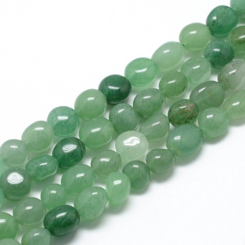 Aventurine green nugget smooth 8-15 mm cord 19 cm Aventurine green nugget smooth 8-15 mm cord 19 cm