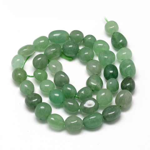 Aventurine green nugget smooth 8-15 mm cord 19 cm Aventurine green nugget smooth 8-15 mm cord 19 cm