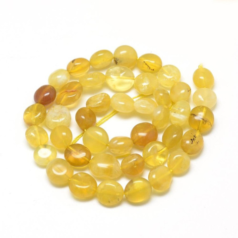 Opal yellow nugget smooth 8-15 mm cord 19 cm Opal yellow nugget smooth 8-15 mm cord 19 cm
