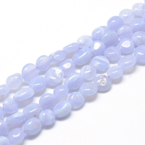 Agat blue lace bryłka gładka 8-15 mm sznur 19 cm Agat blue lace bryłka gładka 8-15 mm sznur 19 cm