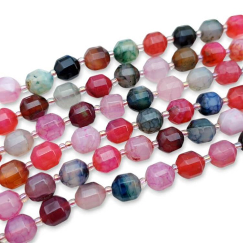 Agate mix colour barrel faceted 10x9 mm 4 pcs Agate mix colour barrel faceted 10x9 mm 4 pcs