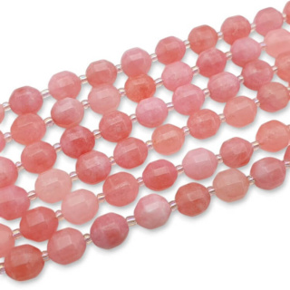 Dolomite pearl pink barrel faceted 10x9 mm 4 pcs.