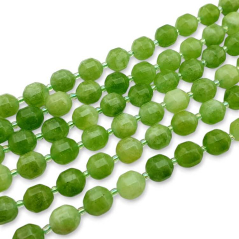 Dolomite light green barrel faceted 10x9 mm 4 pcs. Dolomite light green barrel faceted 10x9 mm 4 pcs.
