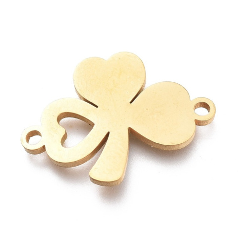 Clover link stainless steel 20x15 mm 1 piece gold colour Clover link stainless steel 20x15 mm 1 piece gold colour