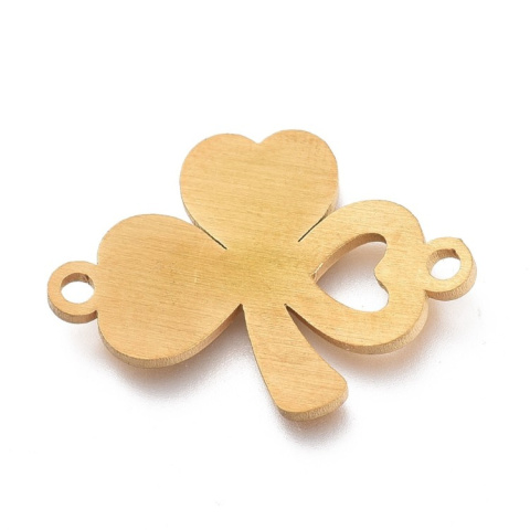 Clover link stainless steel 20x15 mm 1 piece gold colour Clover link stainless steel 20x15 mm 1 piece gold colour