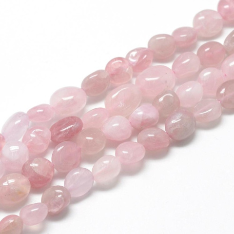 Pink quartz nugget smooth 8-15 mm strand 19 cm Pink quartz nugget smooth 8-15 mm strand 19 cm