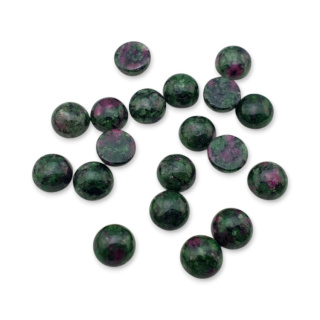 Zoisite with ruby cabochon fi 8 mm 1 pc