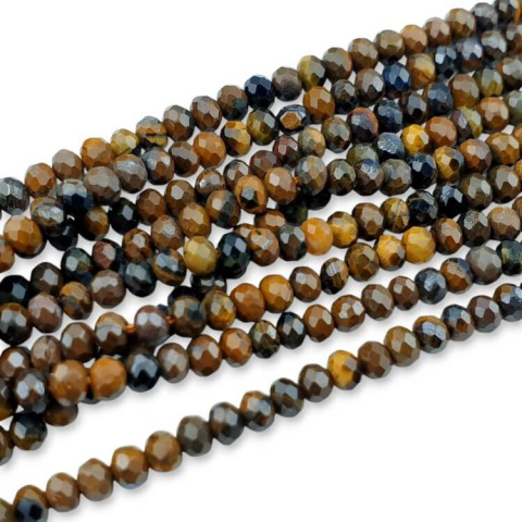 Tiger's eye faceted rondelle 4x3 mm string Tiger's eye faceted rondelle 4x3 mm string
