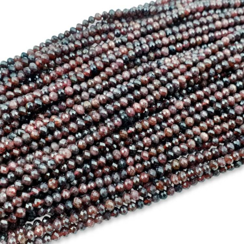 Granat oponka fasetowana 4x3 mm sznur Granat oponka fasetowana 4x3 mm sznur