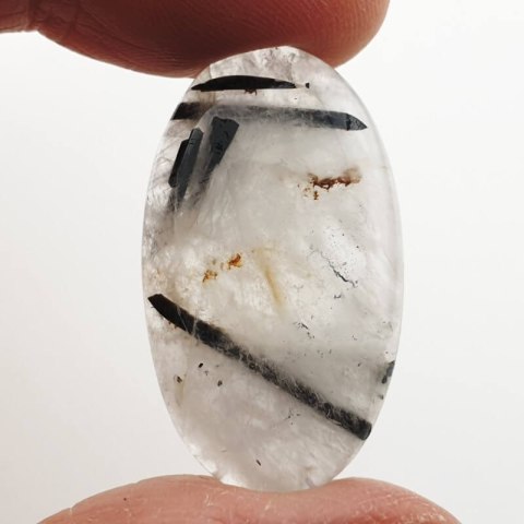 Quartz with tourmaline cabochon 32x19 mm no 46 Quartz with tourmaline cabochon 32x19 mm no 46