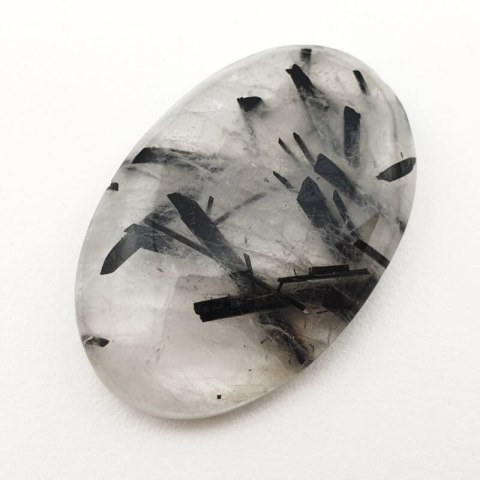 Quartz with tourmaline cabochon 34x22 mm no. 43 Quartz with tourmaline cabochon 34x22 mm no. 43