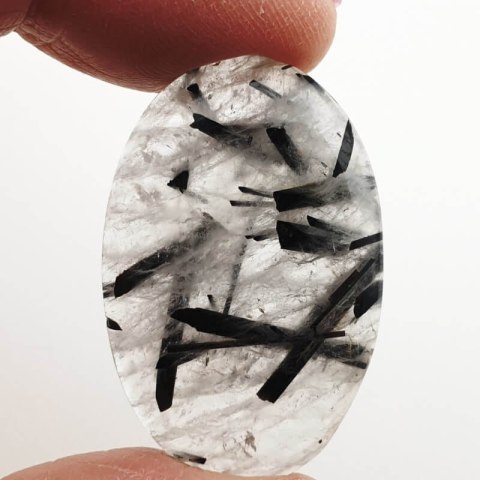 Quartz with tourmaline cabochon 34x22 mm no. 43 Quartz with tourmaline cabochon 34x22 mm no. 43