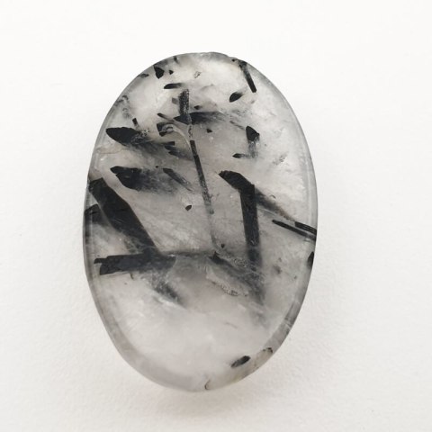 Quartz with tourmaline cabochon 34x22 mm no. 43 Quartz with tourmaline cabochon 34x22 mm no. 43