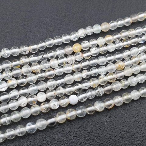 Biały topaz kula 4 mm sznur Biały topaz kula 4 mm sznur