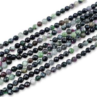 Zoisite with ruby faceted ball 4.5 mm cord
