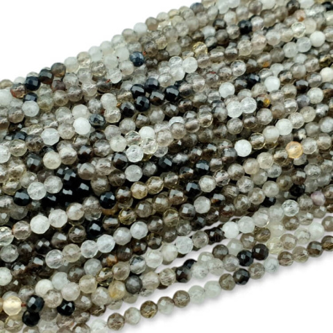 Smoky quartz faceted ball 4 mm string Smoky quartz faceted ball 4 mm string