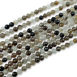 Smoky quartz faceted ball 4 mm string