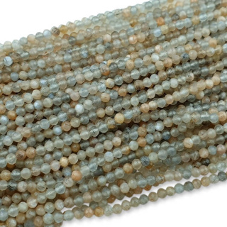 Moonstone grey faceted ball 3 mm string