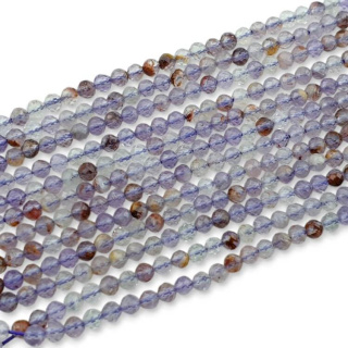 Purple quartz faceted ball 3 mm string