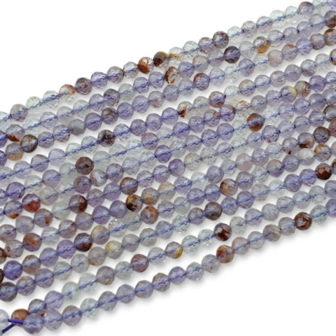 Kwarc fioletowy kula fasetowana 3 mm sznur Kwarc fioletowy kula fasetowana 3 mm sznur